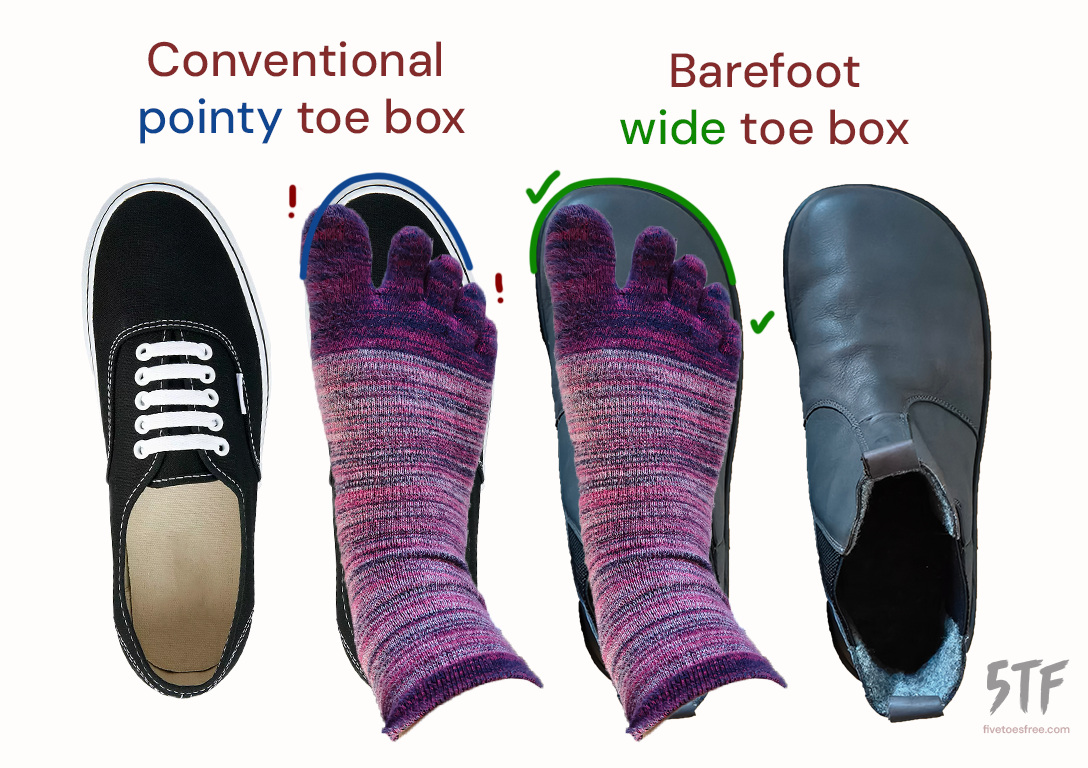 toe box comparison benefits of barefoot shoes